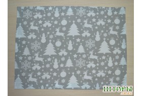 Новогодняя текстильная салфетка Олени серые