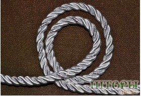 Декоративный витой шнур  для штор двухцветный белый+люрикс серебро 60-Т