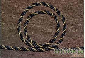 Декоративный витой шнур  для штор двухцветный черный+люрикс золото 44-А