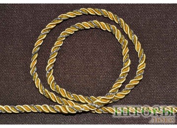 Декоративный витой шнур  для штор двухцветный насыщенный песочный+люрикс золото 32-А